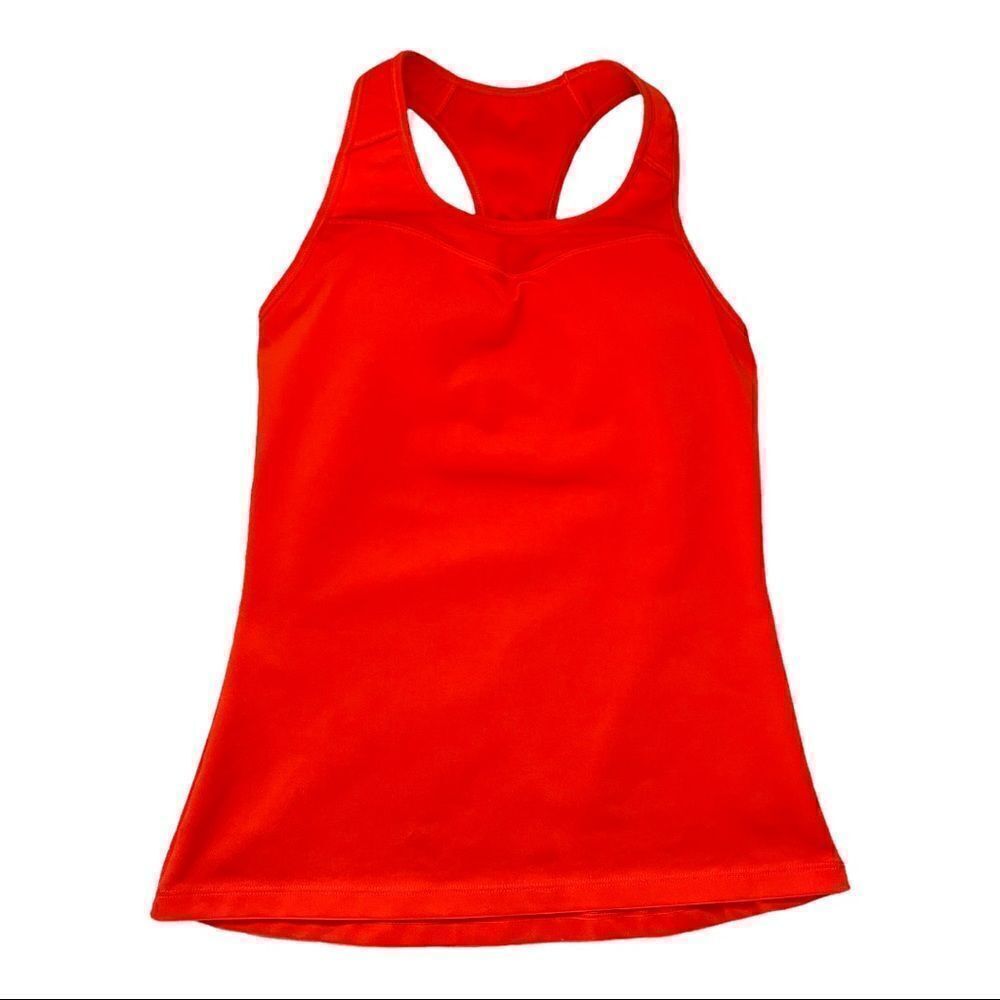 ATHLETA Spiral Support Racerback Tank Top Orange Support Bra High Neck Womens XS